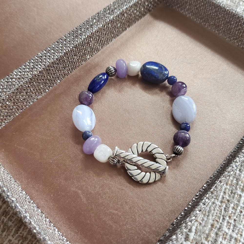 American West Sterling Gemstone Beaded Toggle Bracelet